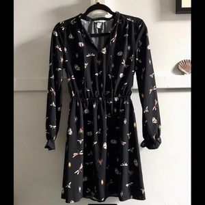 H&M Black Dress Insect Pattern size 2